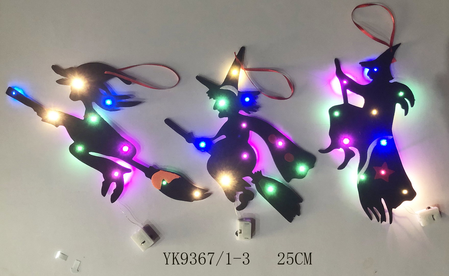 Halloween witch led ornaments